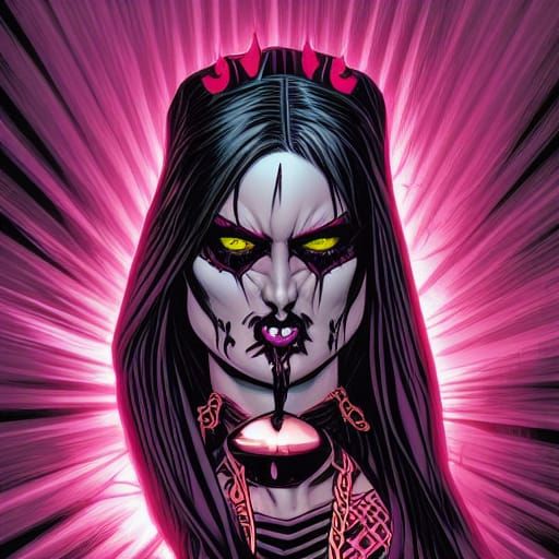 Evil Goth Princess in Comic Book Art Style