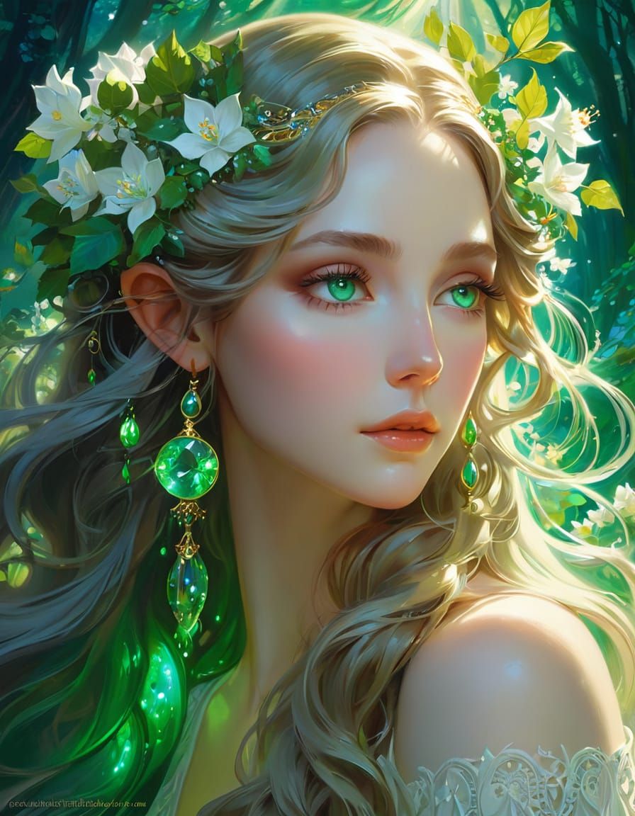 Ethereal Elvish Goddess Radiates Mystical Power