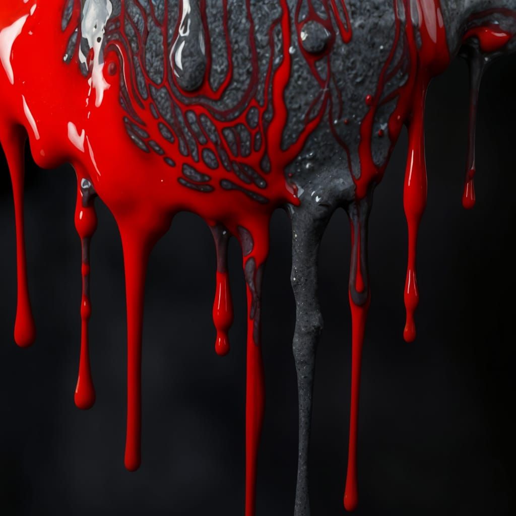 Dripping Red and Black Goop with Reflective Textures