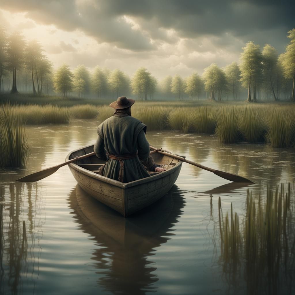 Medieval Peasant in Swamp: Digital Matte Painting