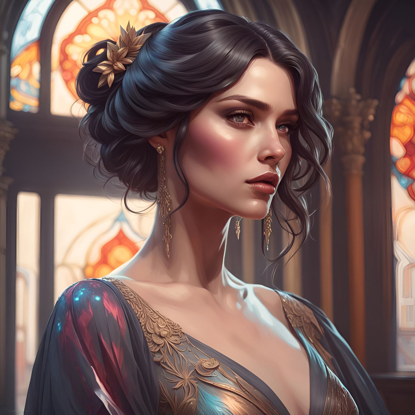 Beautiful Woman Portrait in Hyperdetailed Digital Art