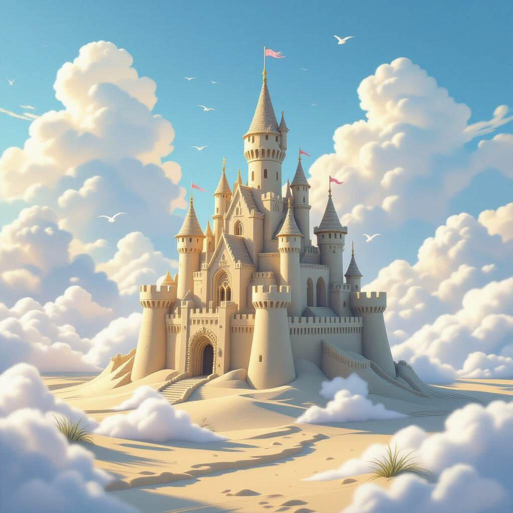 Floating Sandcastles in Dreamy Ethereal Style