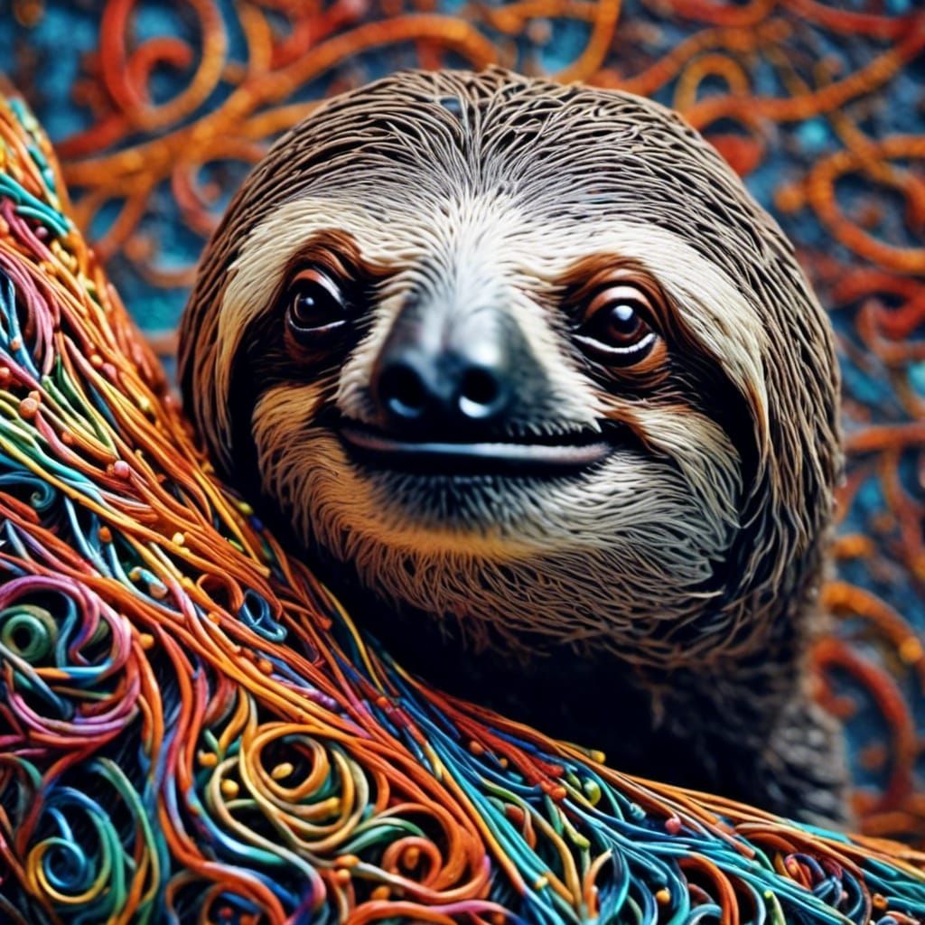 Hyperrealistic Sloth Portrait in High Definition