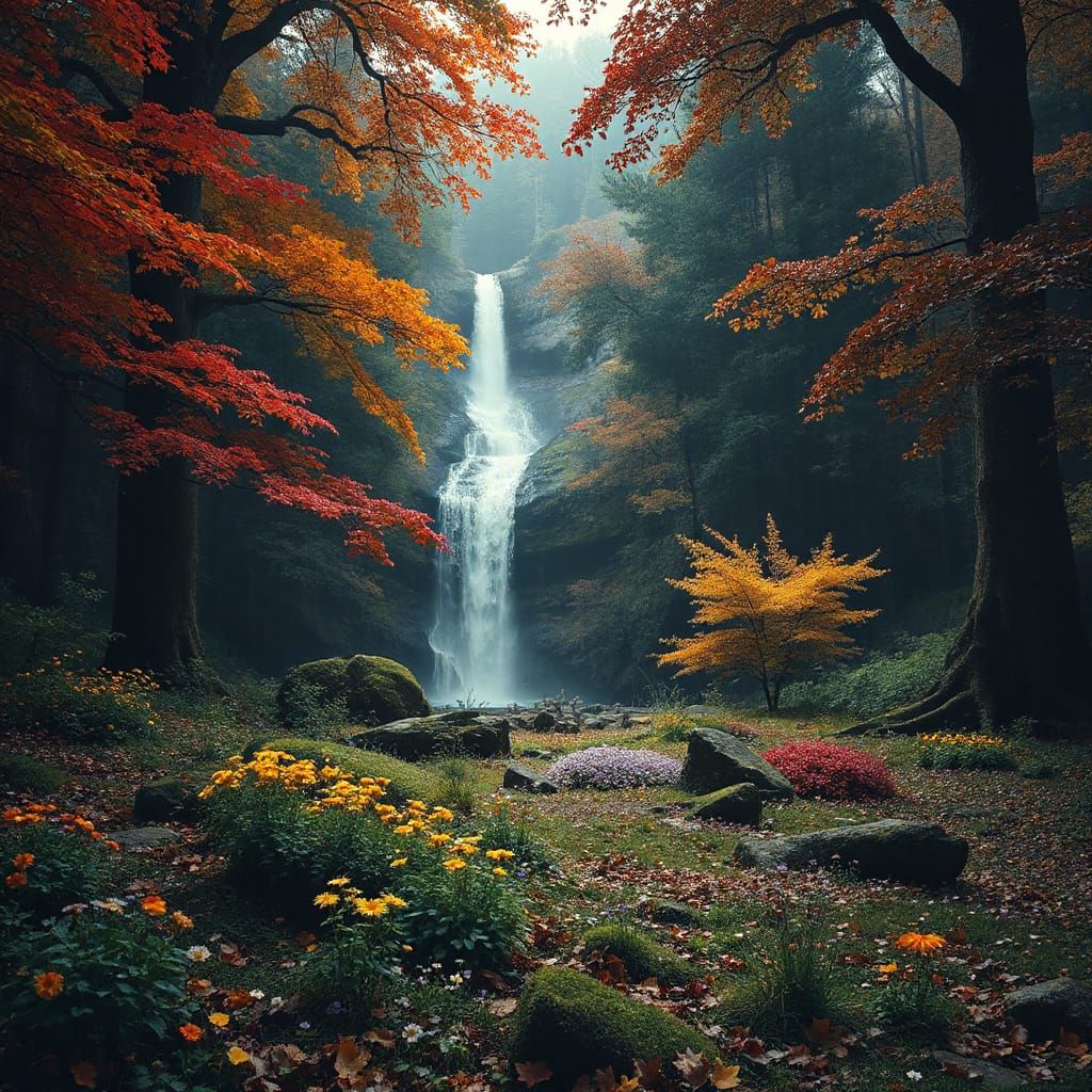 Enchanted Autumn Forest in Whimsical Fantasy Style