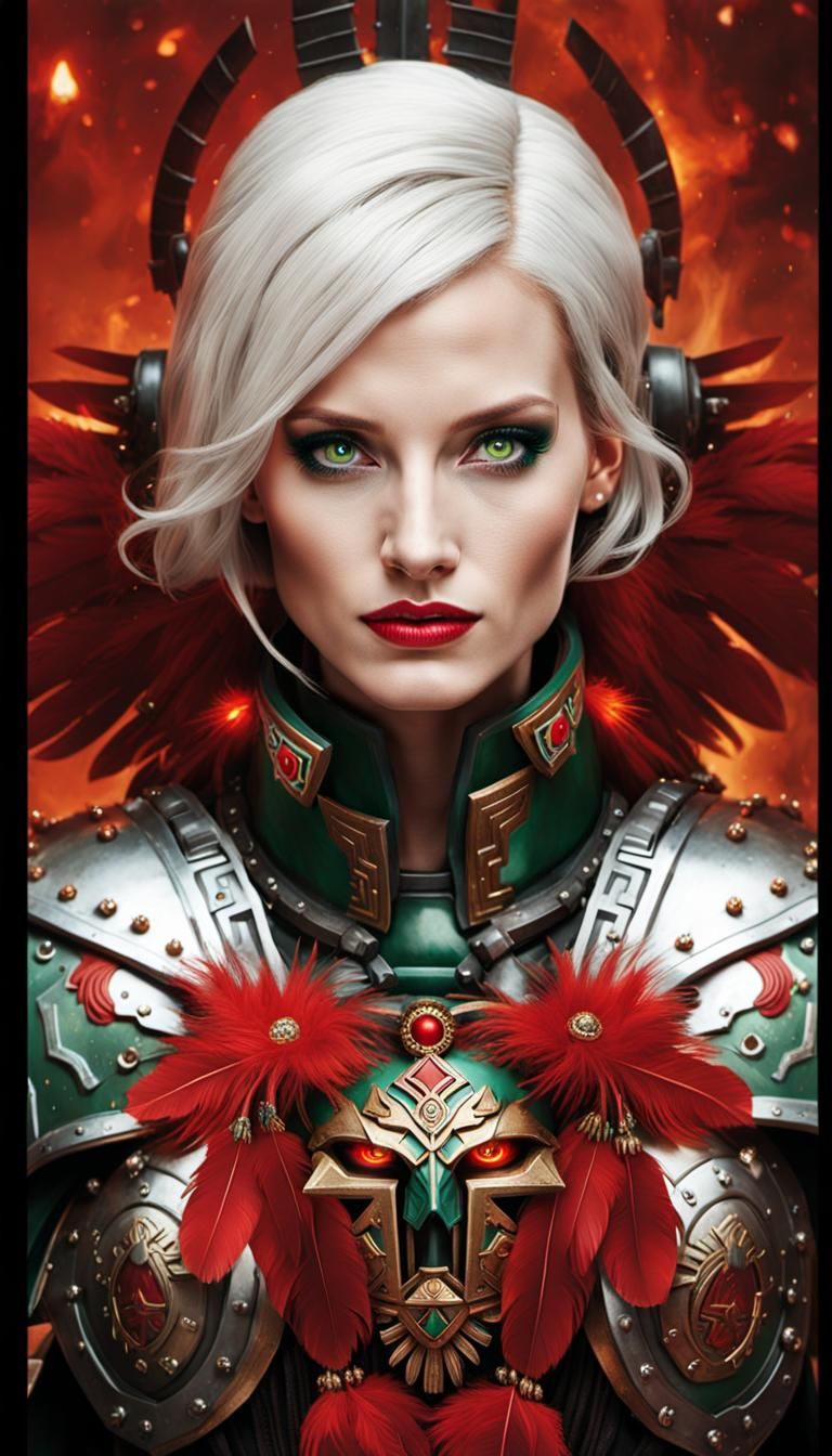 Female Space Marine in Cybernetic Armor