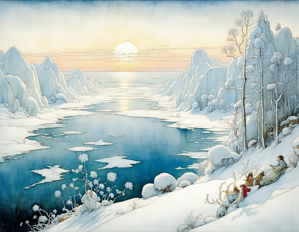 Enchanted Winter Fairies in Vintage Illustration Style