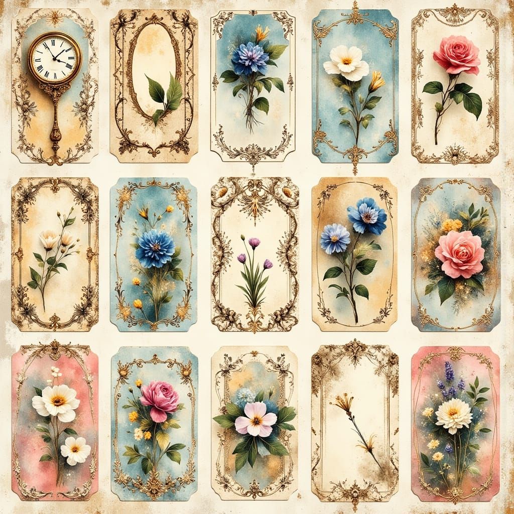 Vintage Victorian Calling Cards with Intricate Details