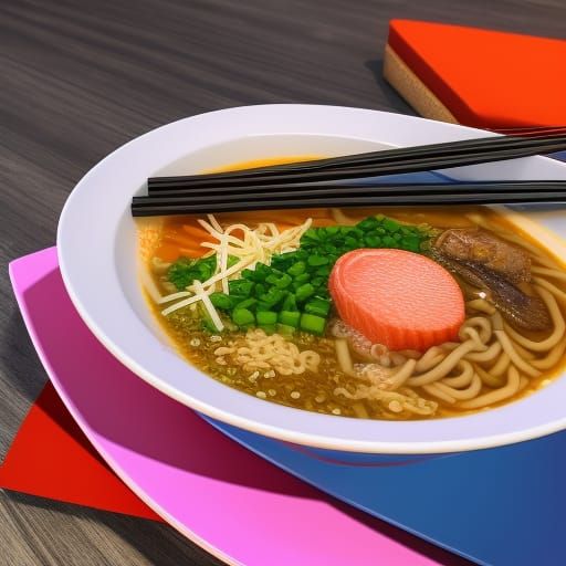 Anime Girls Eating Ramen in Hyperrealistic Style