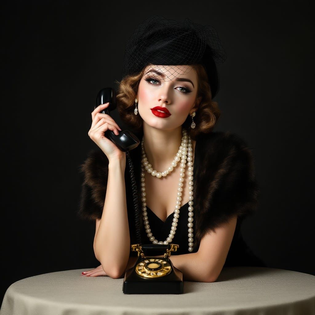 Vintage Glamour Portrait of a Woman in 1940s Attire