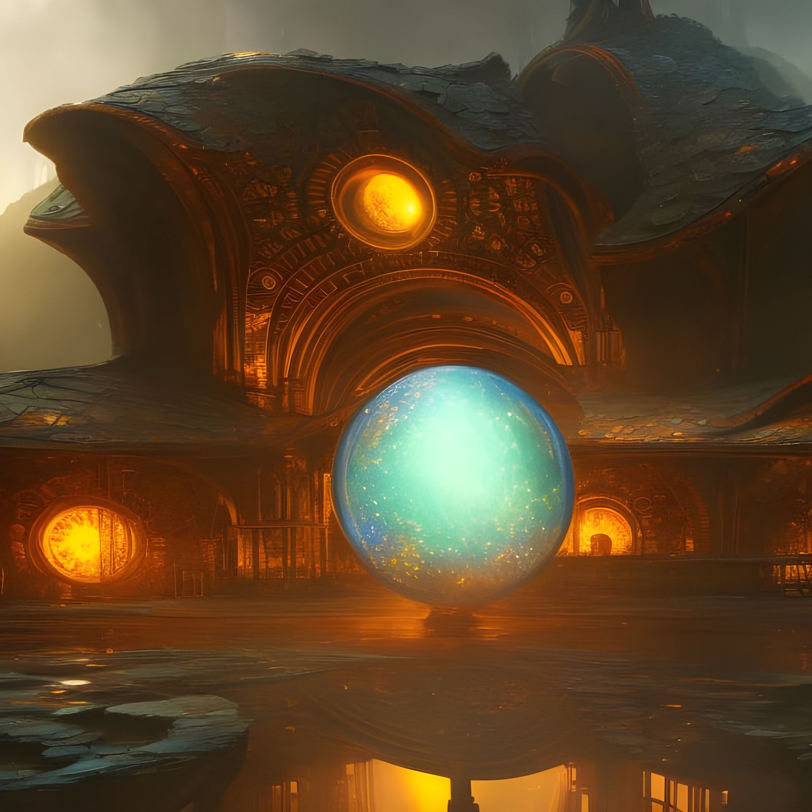 Magical Glass Orb Structure: Fantasy Concept Art