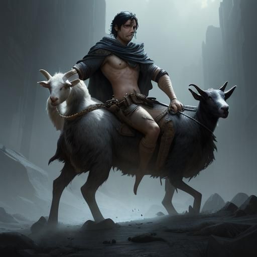 Battlefield Portrait with Goat, Dark Fantasy Art