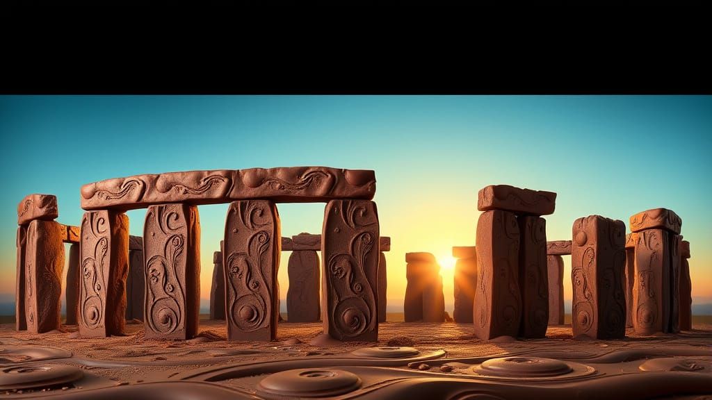 Chocolate Stonehenge Masterpiece in Dreamlike, Surreal Style