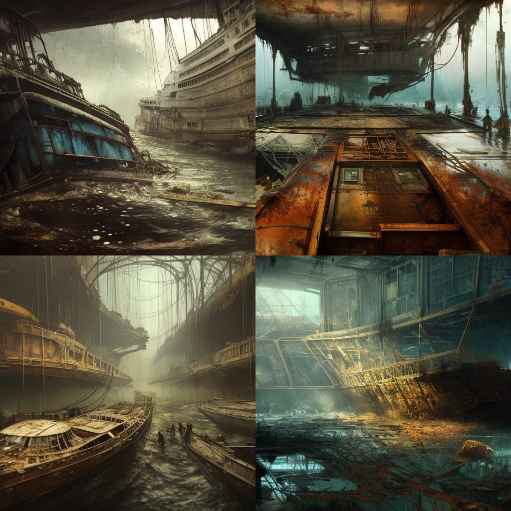 Wrecked Ocean Liner: Dark Fantasy Concept Art