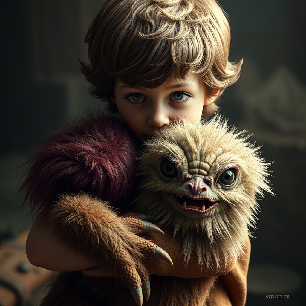 1970s Child Hugs Fuzzy Lovecraftian Toy