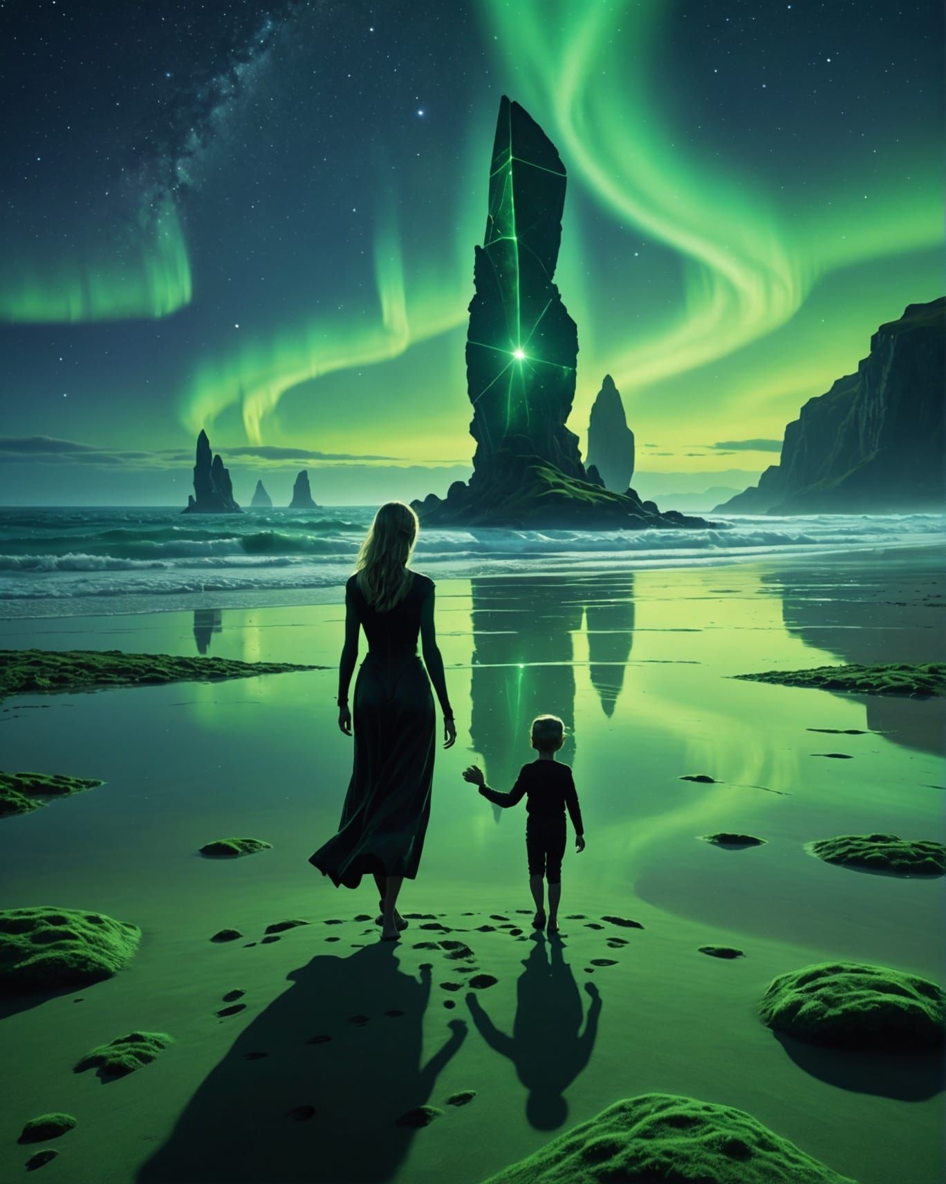 Happy Alien Family on a Distant World