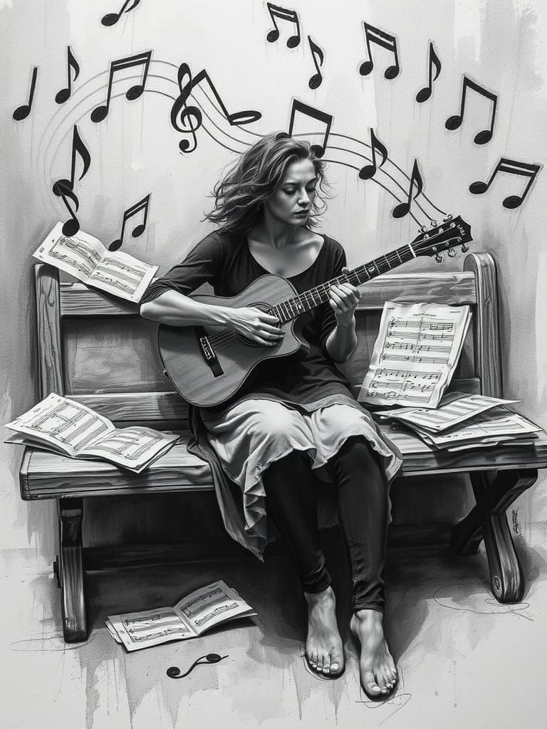 Soothing Harmony in Charcoal Drawing