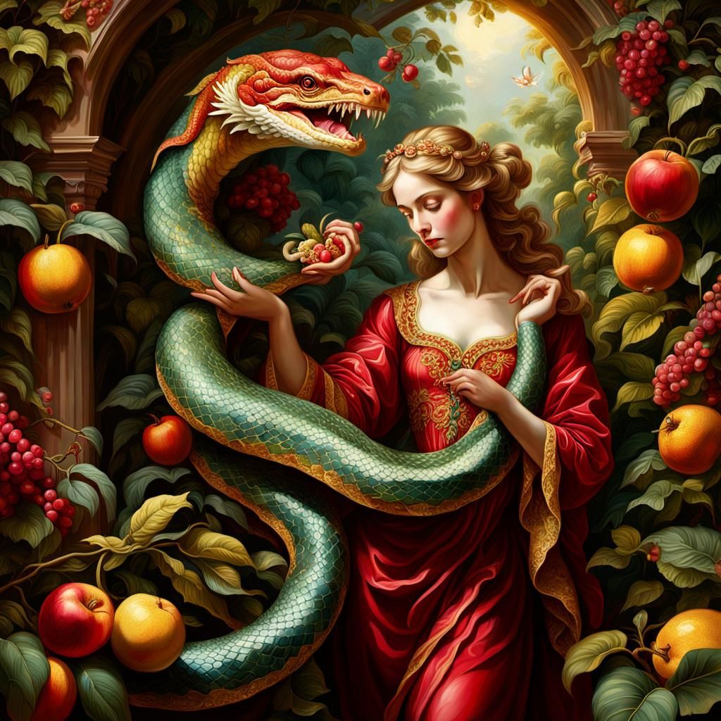 Eve's Temptation: A Baroque Masterpiece in Vivid Color