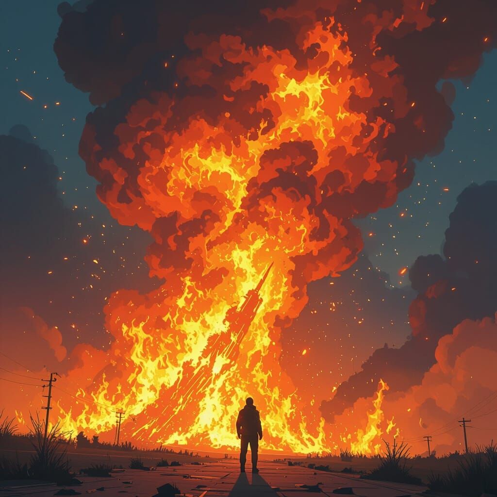 Blazing Inferno with Dynamic Futuristic Aesthetic