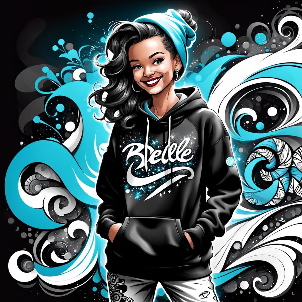 Playmate Belle in Black and White with Graffiti