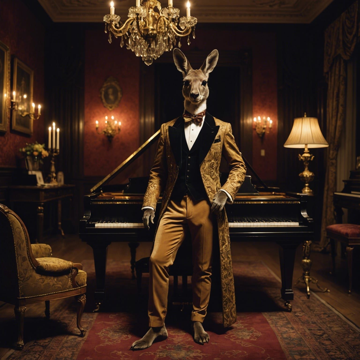 Bohemian Kangaroo Portrait in Music Room