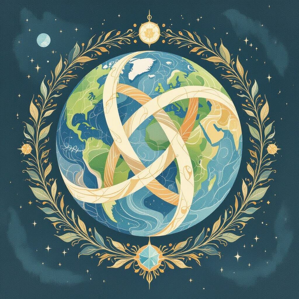 Harmonious Emblem of Earth's Spheres in Digital Art