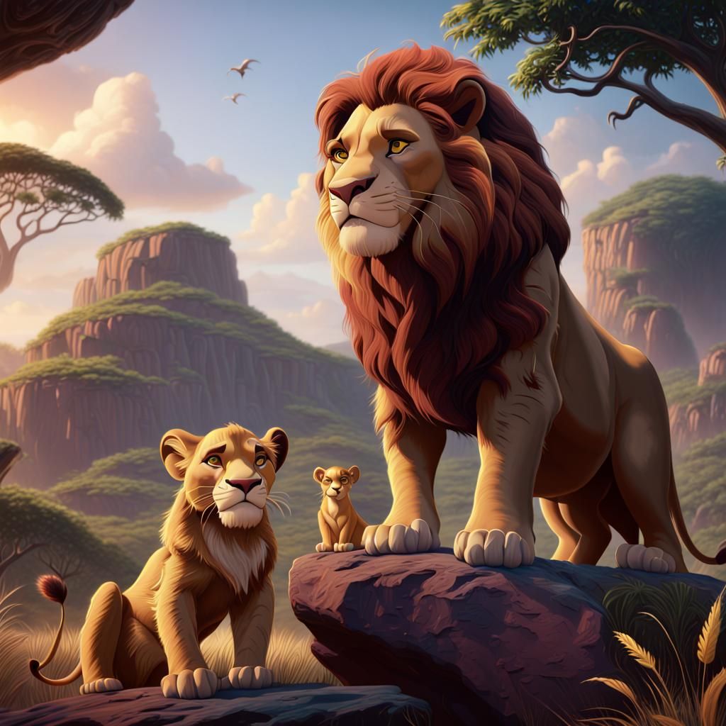 Mufasa and Simba: Detailed Matte Painting