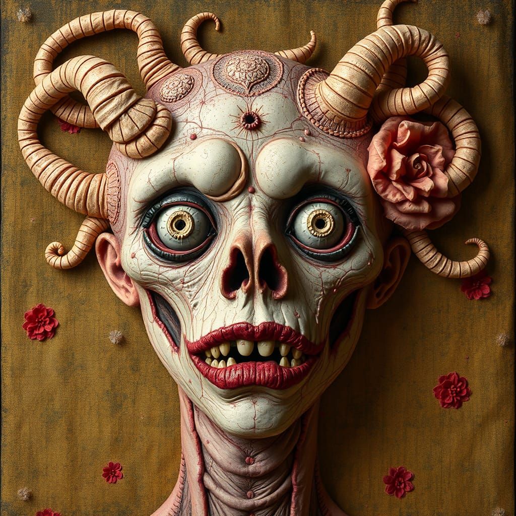 Cute Monster Portrait in Art Nouveau Style