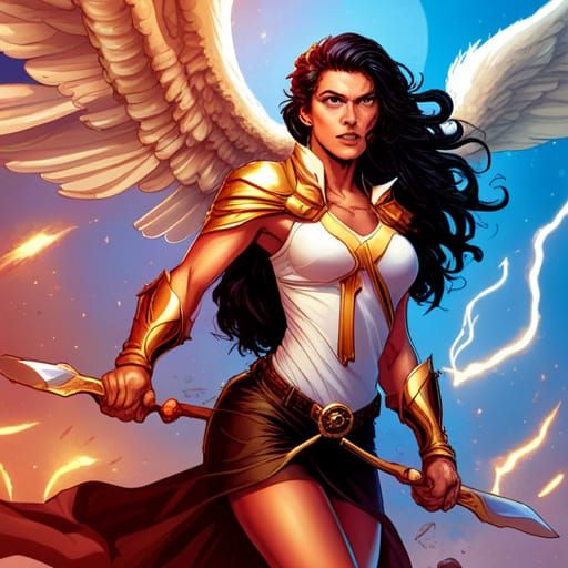 Latina Warrior Angel of Wisdom in Comic Book Art