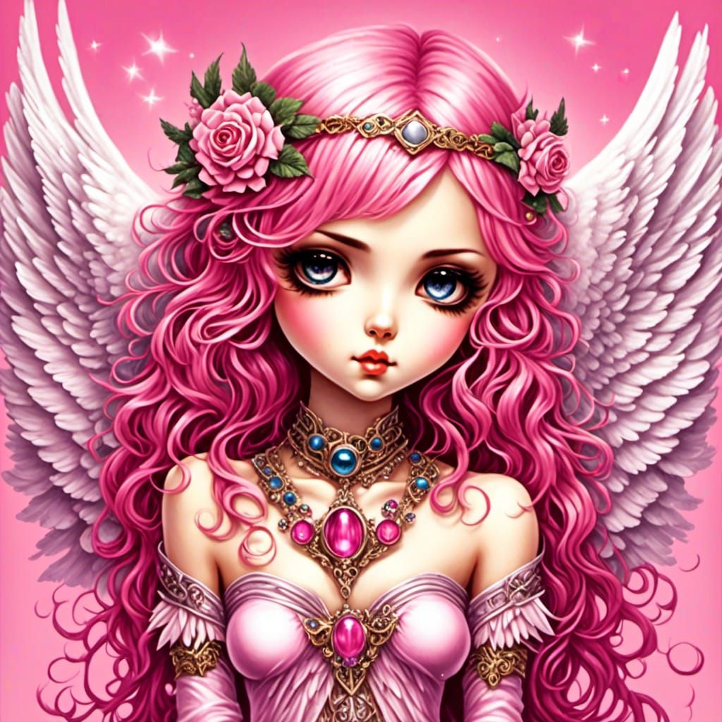 Chibi Angel of Hope with Pink Wings