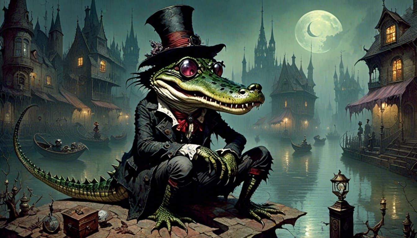 Hipster Alligator Crying Alone