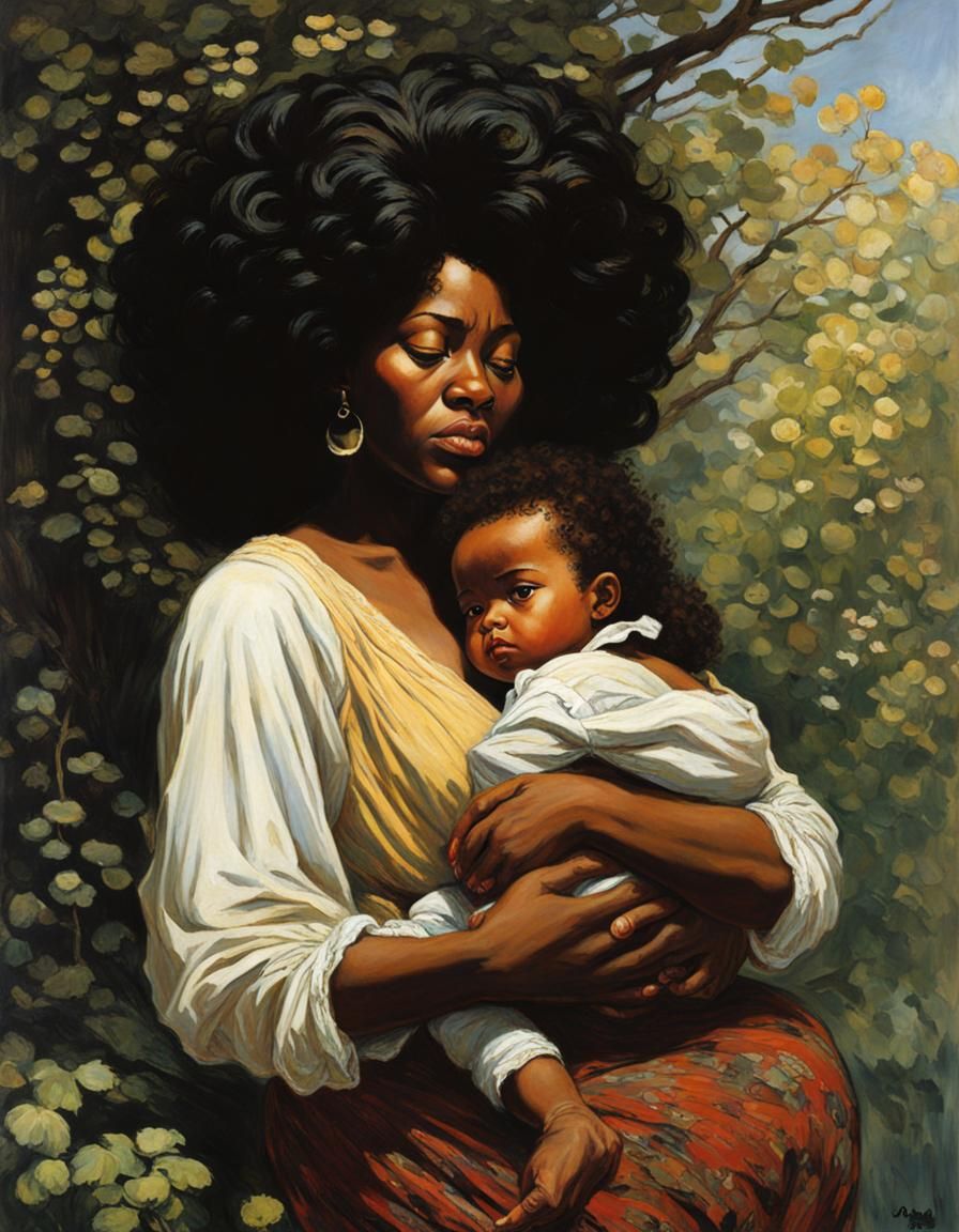 Touching Portrait of Mother and Child