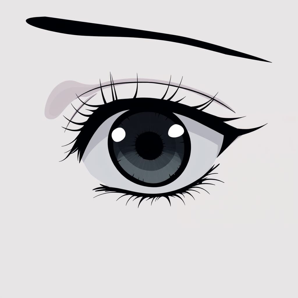 Dramatic Monochrome Anime Eye in Cel-Shading Style