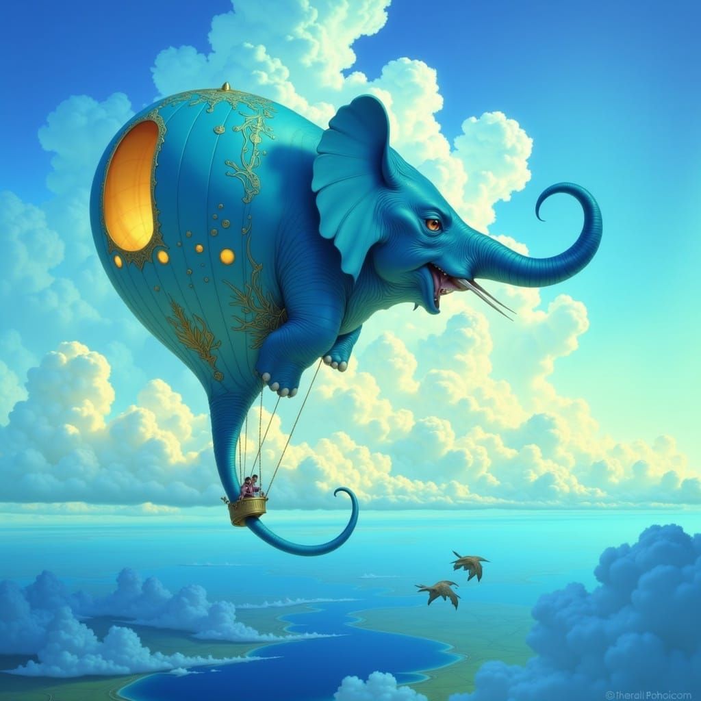 Whimsical Elephant Hot Air Balloon at Dawn