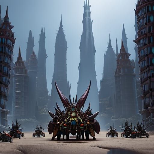Roach King's Army Invades Paris: Detailed Matte Painting
