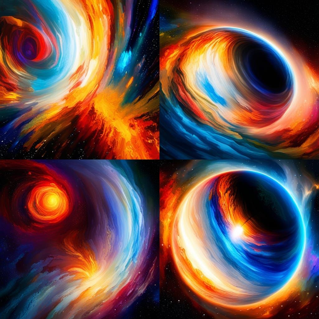 Red and Blue Planet Near Black Hole