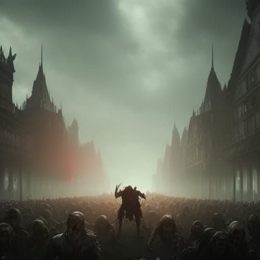 Zombie Horde Leader in Dark Fantasy Style