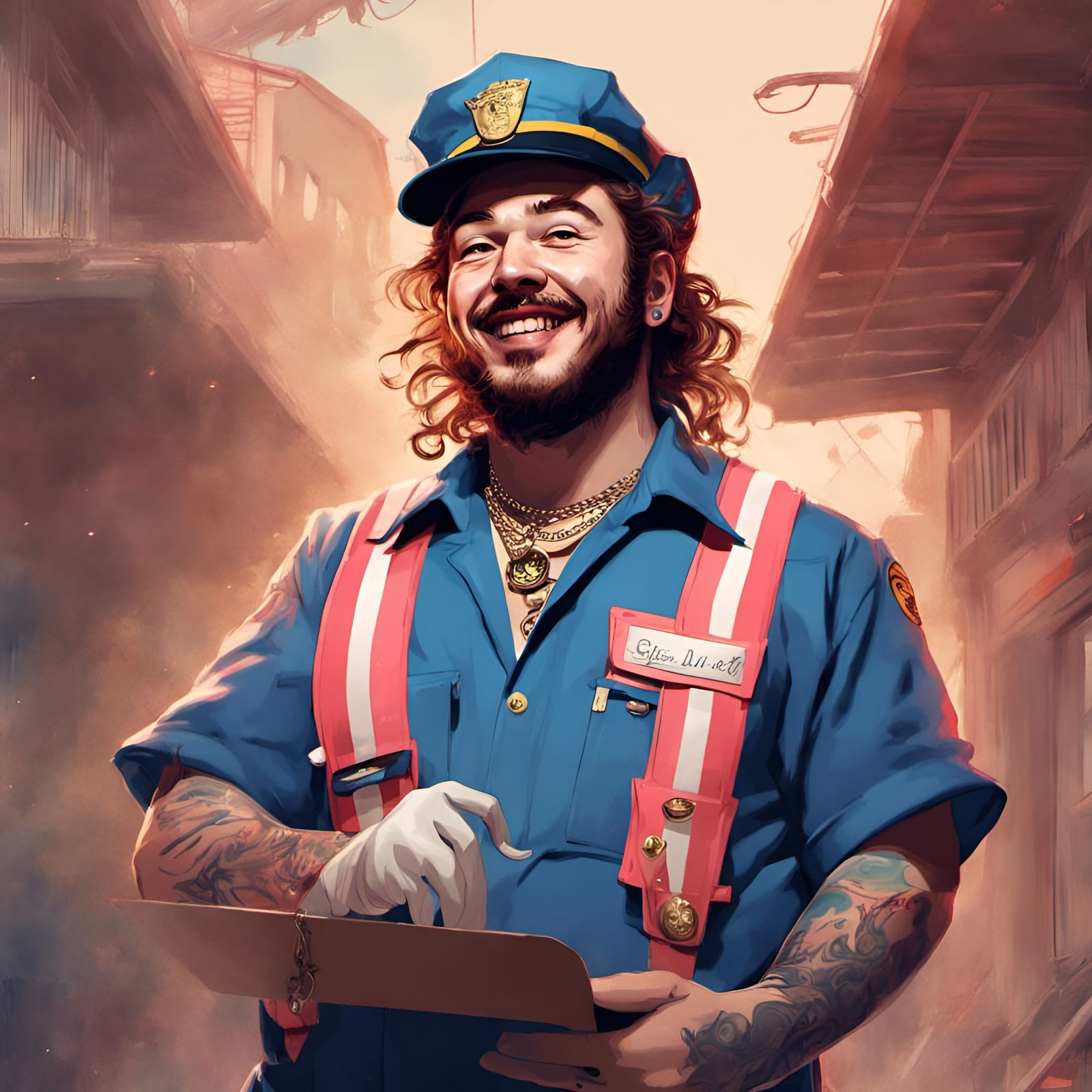 Post Malone as Mailman: Digital Illustration