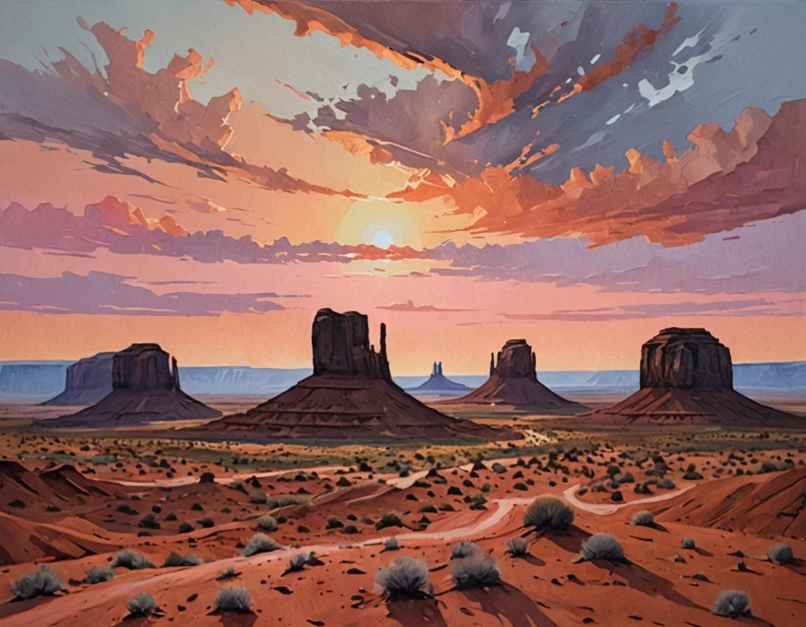 Monument Valley Desert Sunset in Pastel Colors