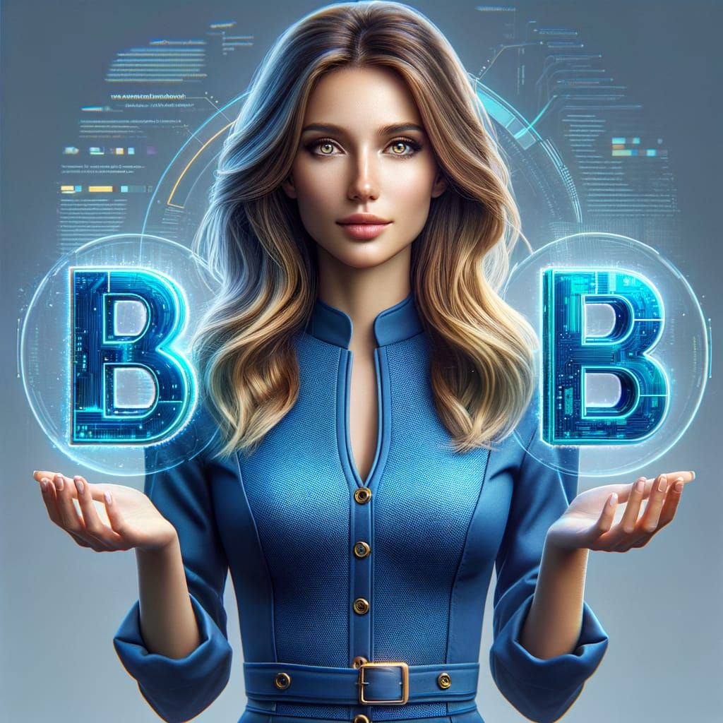 Attractive Bulgarian Scientist Holding Blue Letters in Elega...