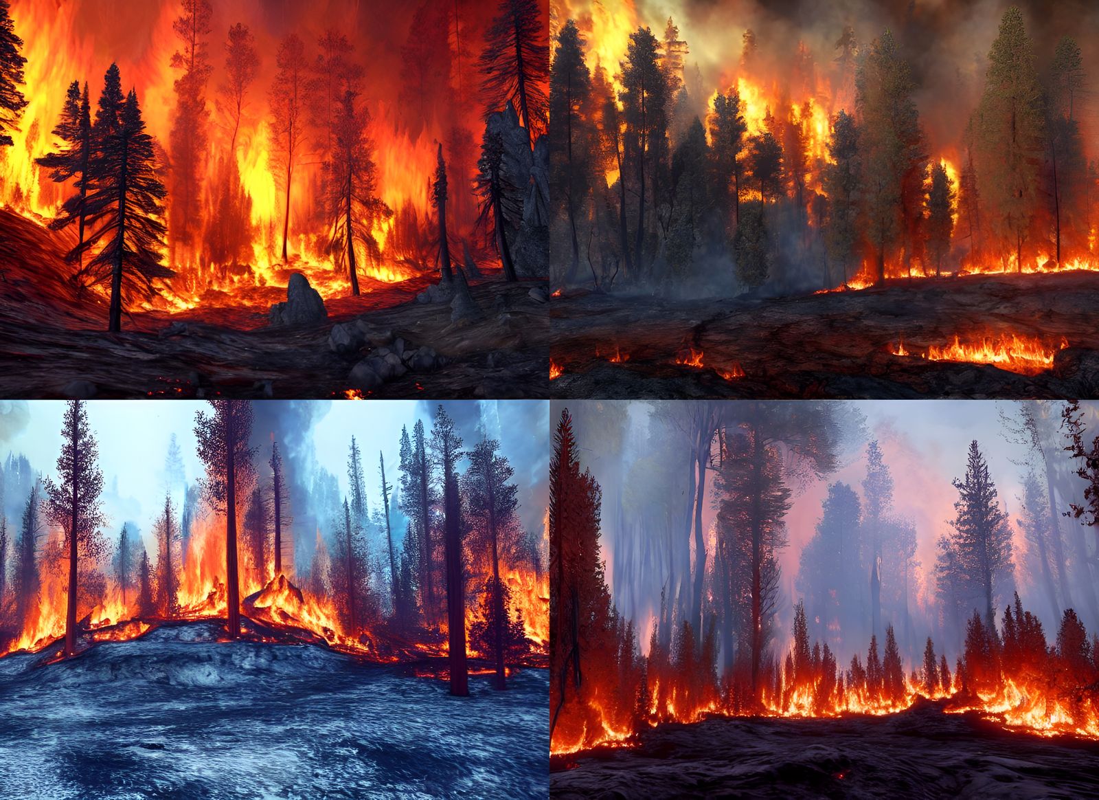 Infernal Forest Fire Landscape Painting