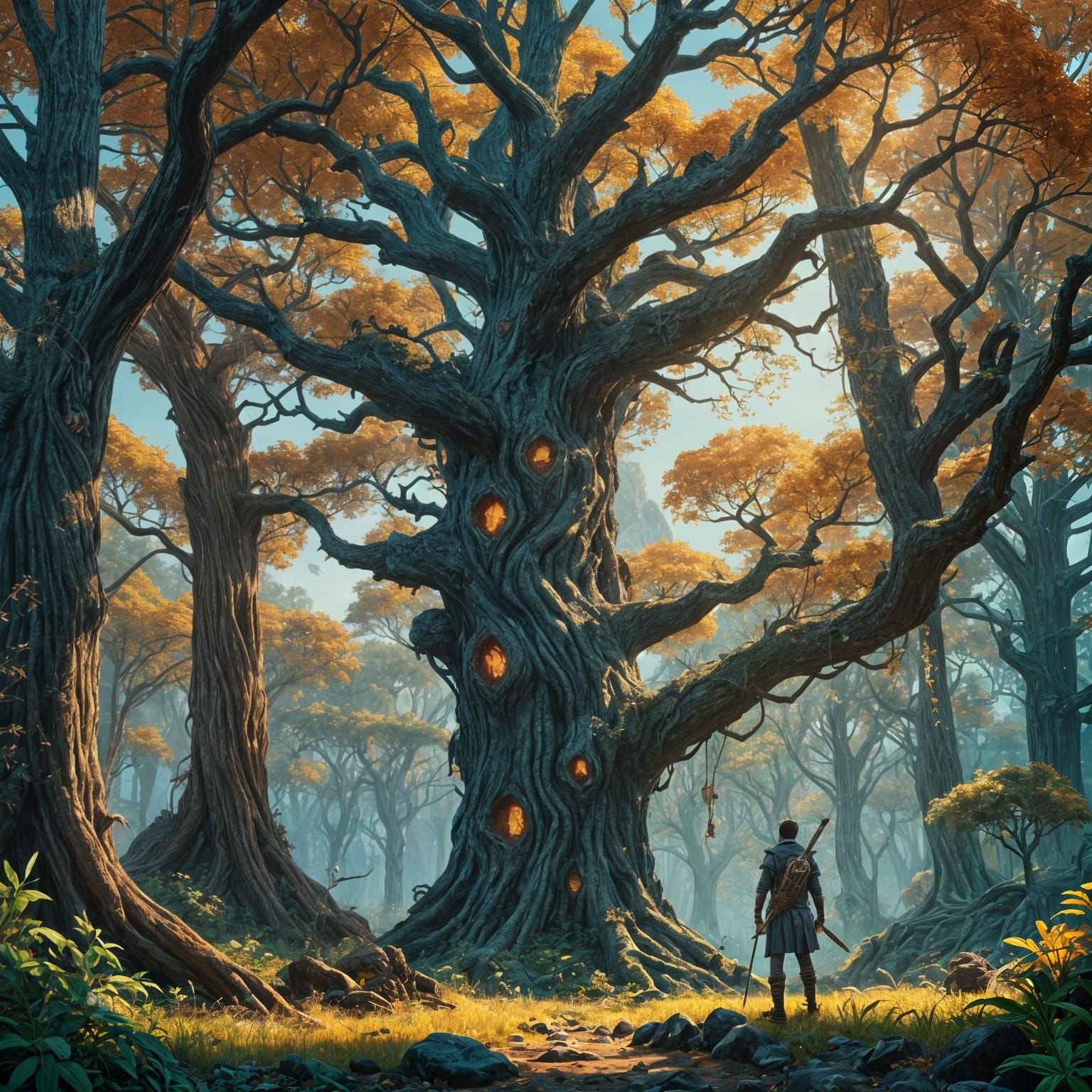 Fantastical Son: Detailed Matte Painting in Deep Color
