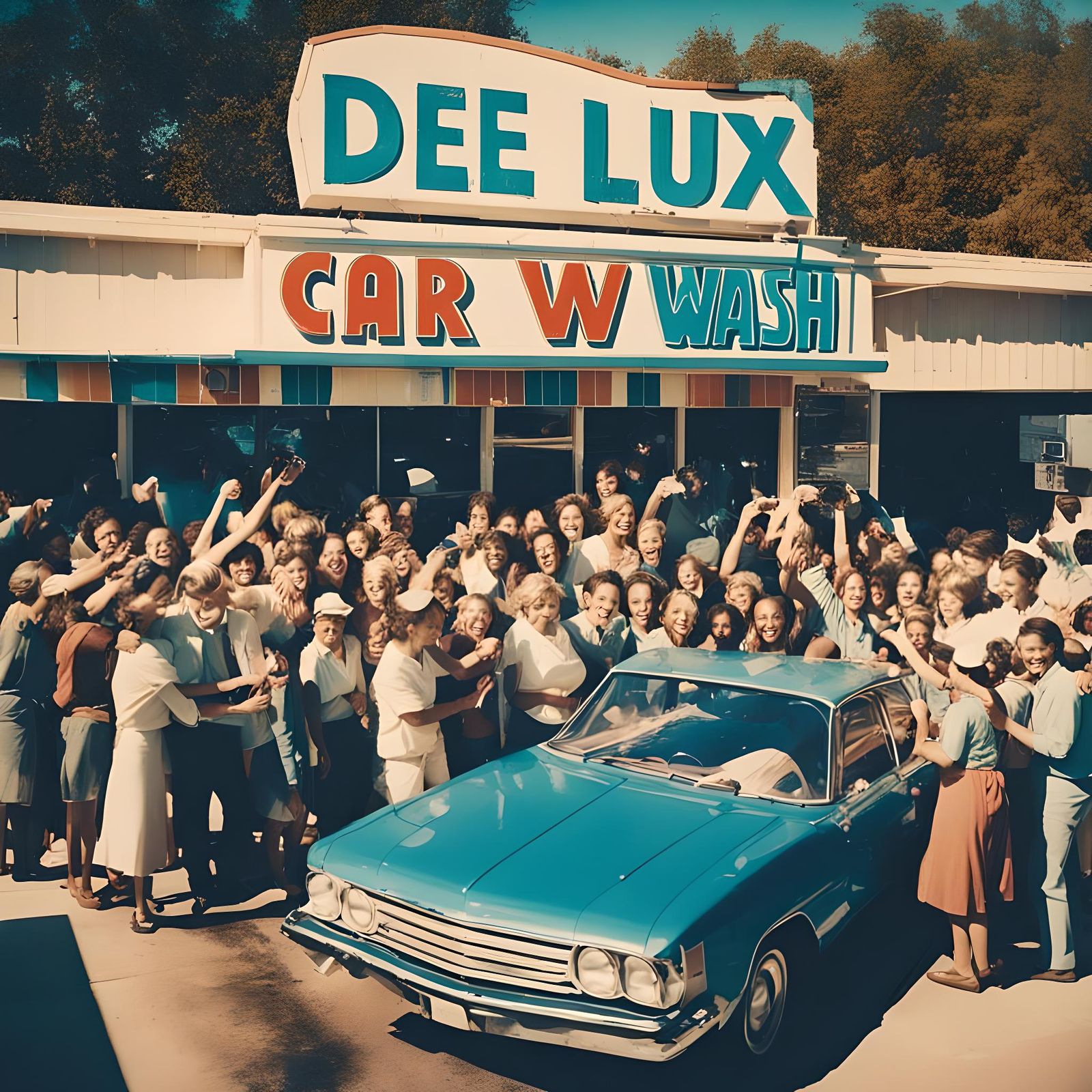 Car Wash Scene, 1977, Polaroid Style