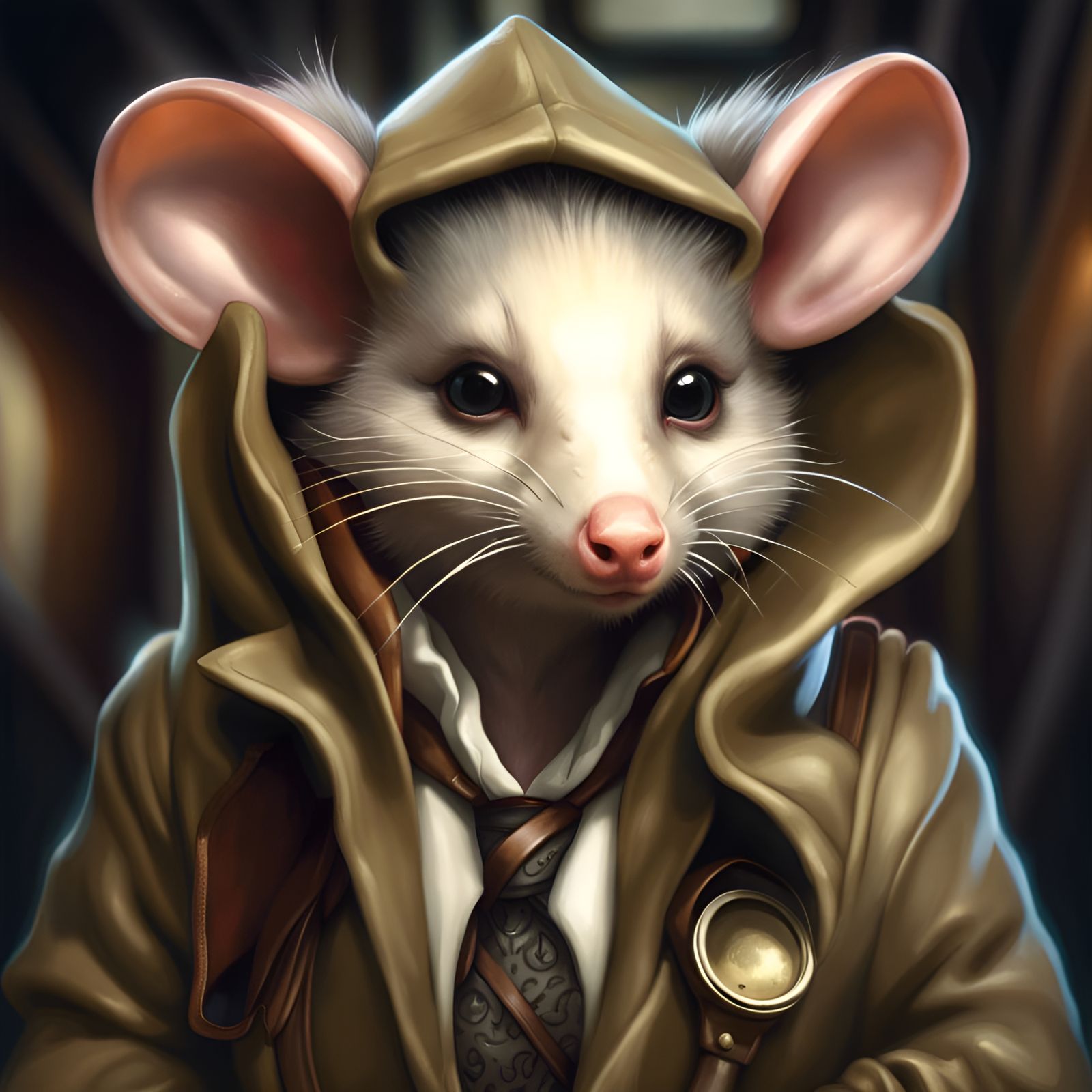 Detective Opossum Portrait in 3D Cel Shading