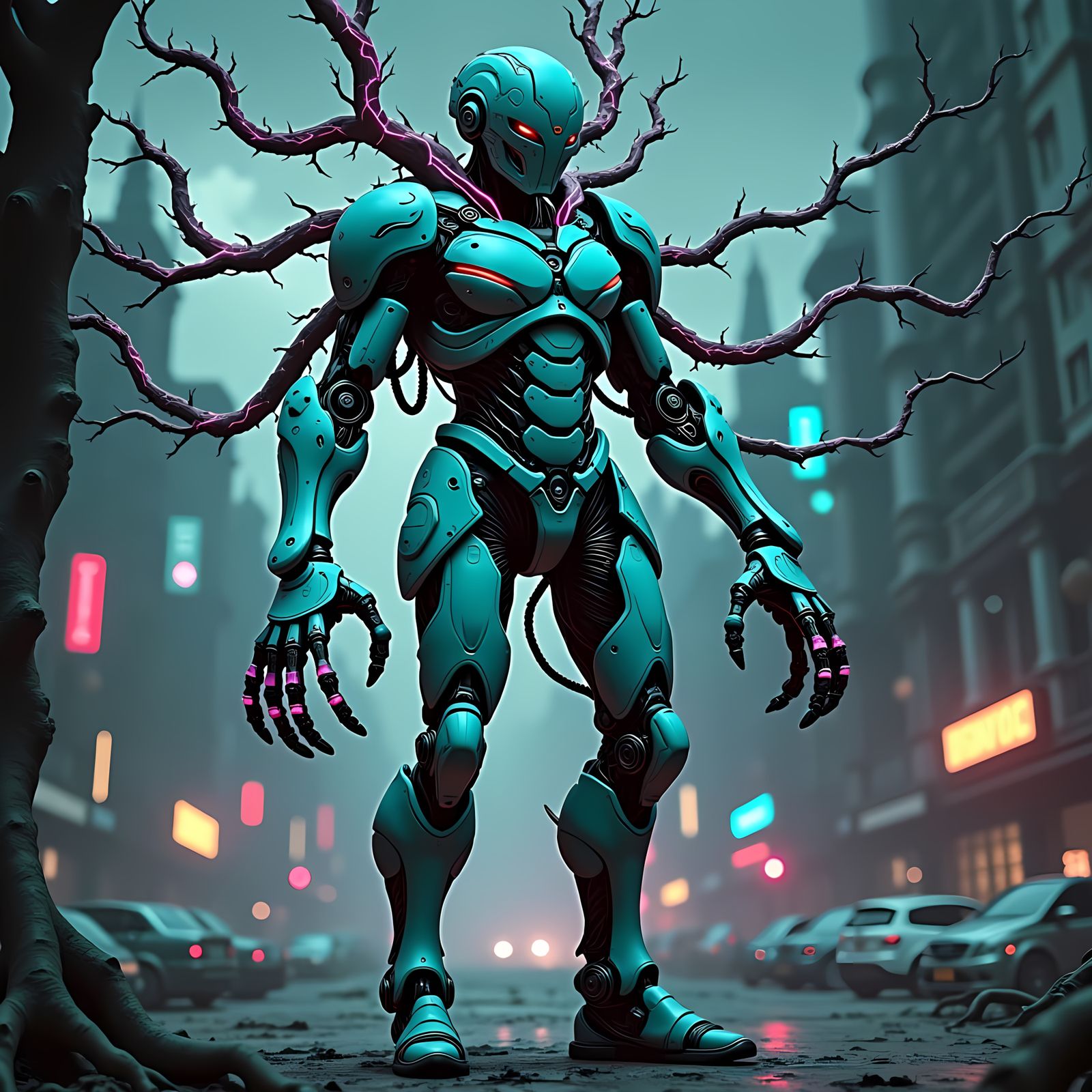 Cyberpunk Cyborg Awakens with Electrifying Power