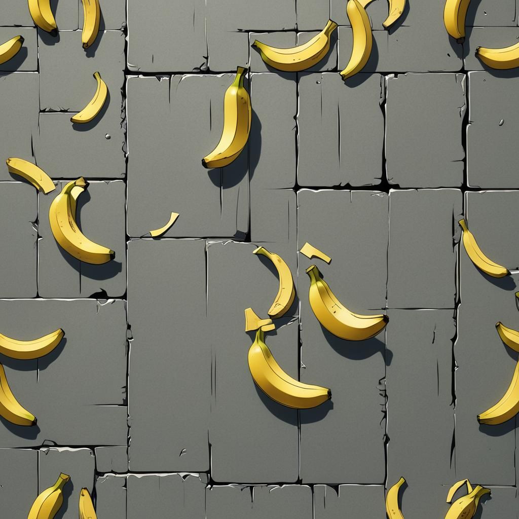 Banana Taped to Wall: Cel-Shaded Anime Art