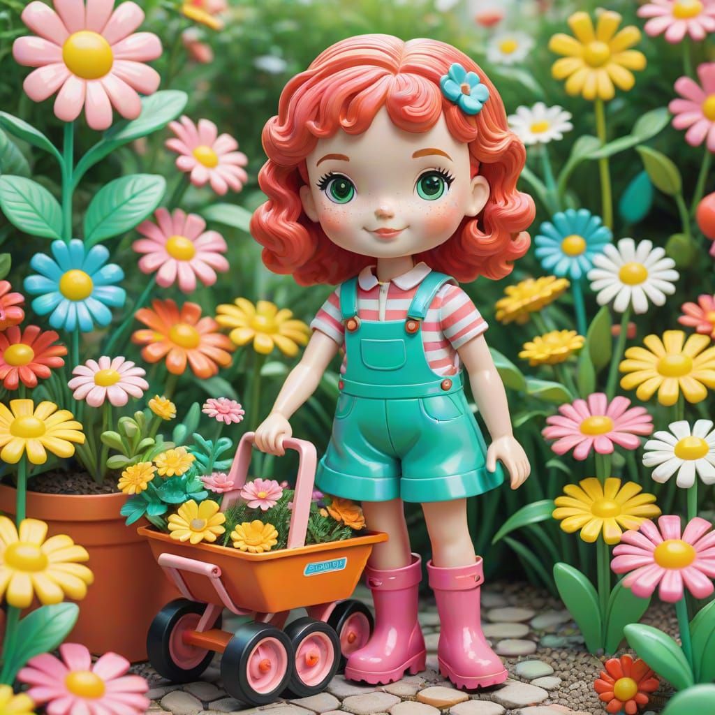 Vibrant 80s-Style Toy Packaging Illustration in Pastel Color...