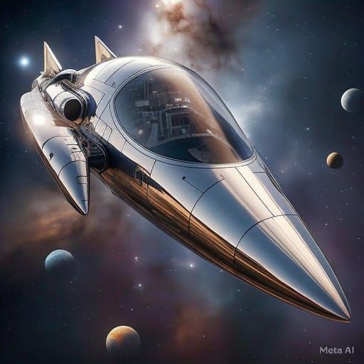 Epic Sci-Fi Spacecraft Under Starry Night Sky in Shimmering ...