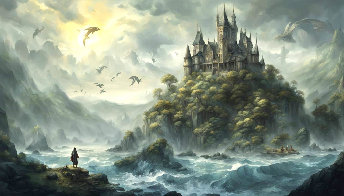 Sunken Land of Lyonesse: Windswept Cliffside View