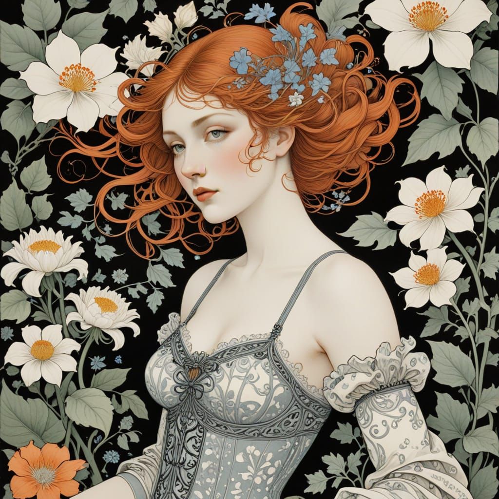 Ethereal Femininity in Escher-Inspired Floral Patterns