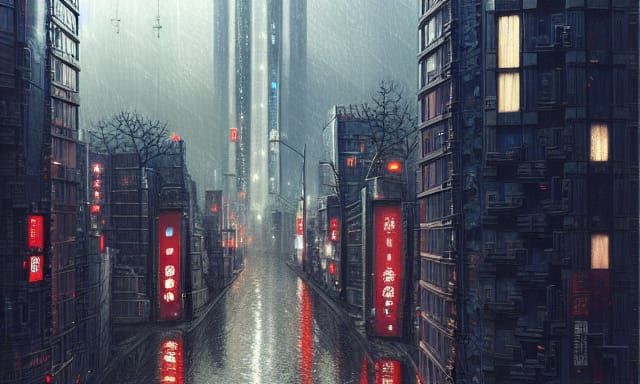 Bioorganic Tokyo Cityscape in Maximalist Digital Painting